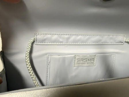 Sasha Silver Rhinestones Adornment Evening Clutch Purse