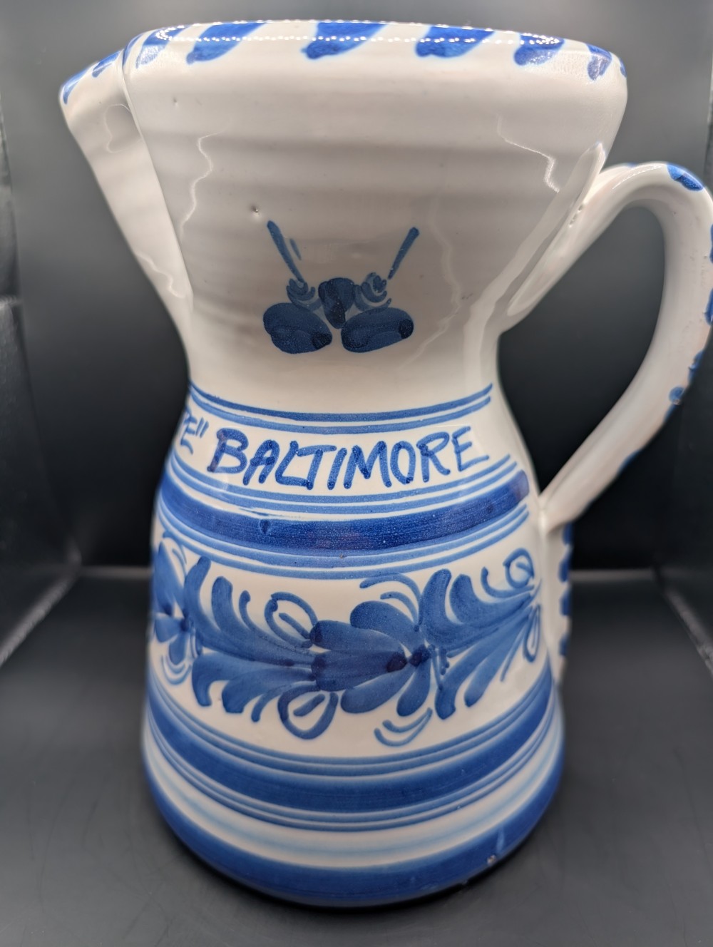 Hand-painted pottery pitcher 8.5