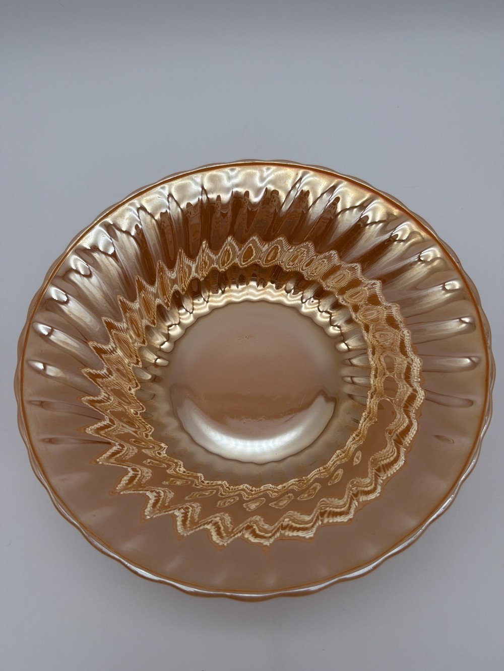 Vtg Fire-King Peach Lustre Shell Bowl