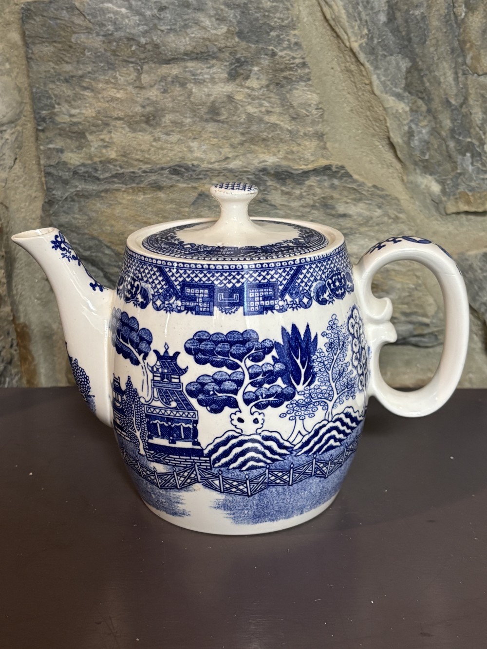 Vintage Blue Willow Teapot Creative Imports Japan Mid-Century Ceramic