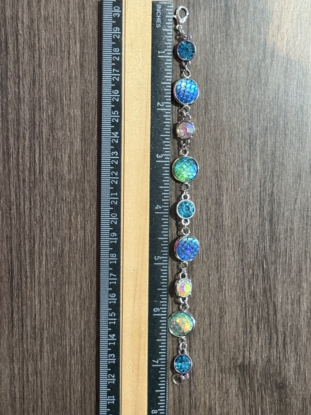 Bracelet Mermaid or Dragon Skin Medallions with Crystal Accents