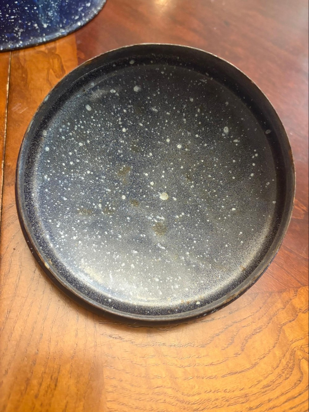 Blue Speckled Graniteware Camp Coffee Pot w/Lid