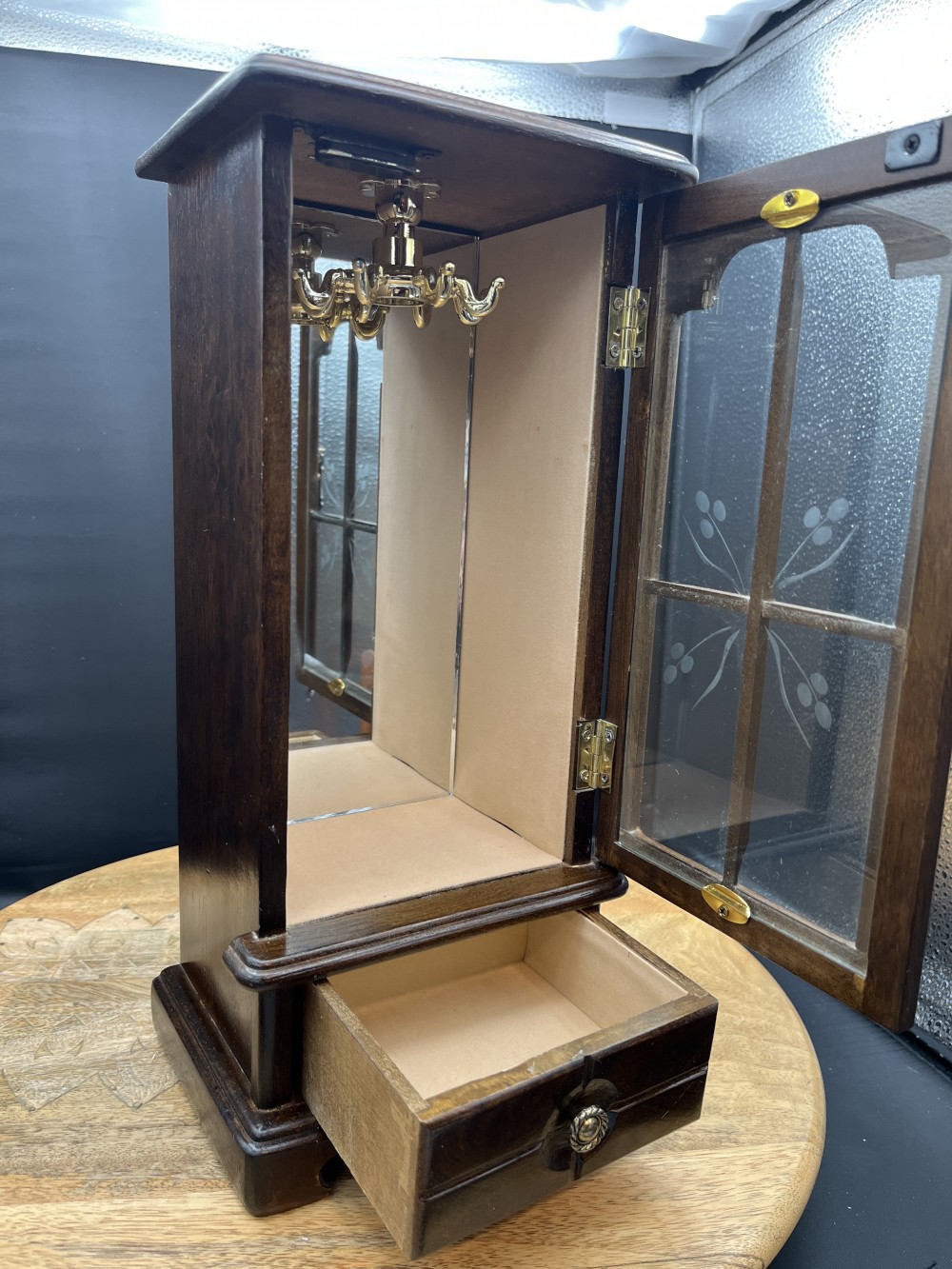 Vtg Tabletop Jewelry Cabinet
