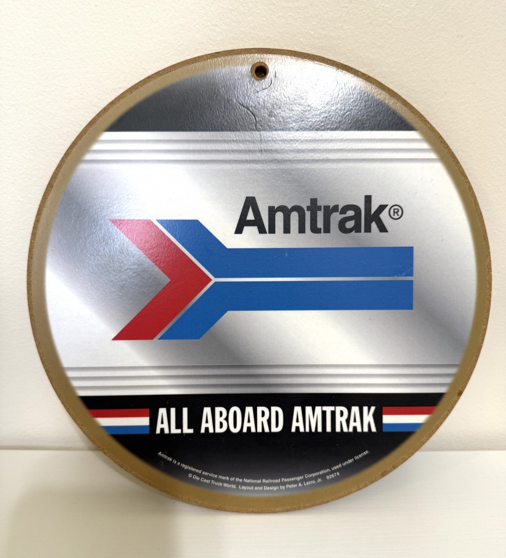 Amtrak wooden sign all aboard