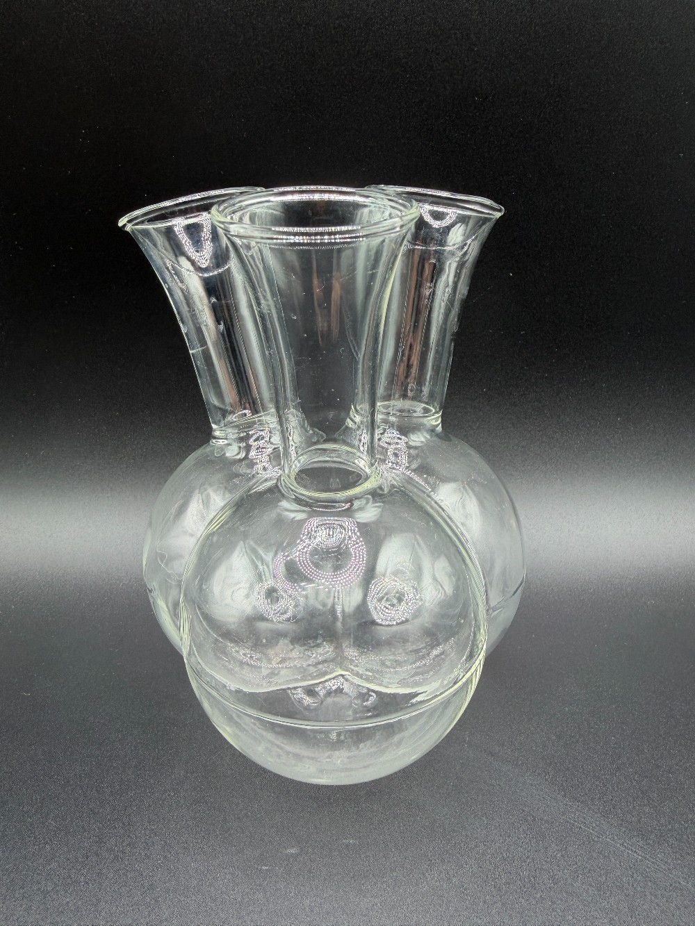 Vintage Clear Glass 3-Neck Cluster Bud Vase – Triple Neck Propagation Station