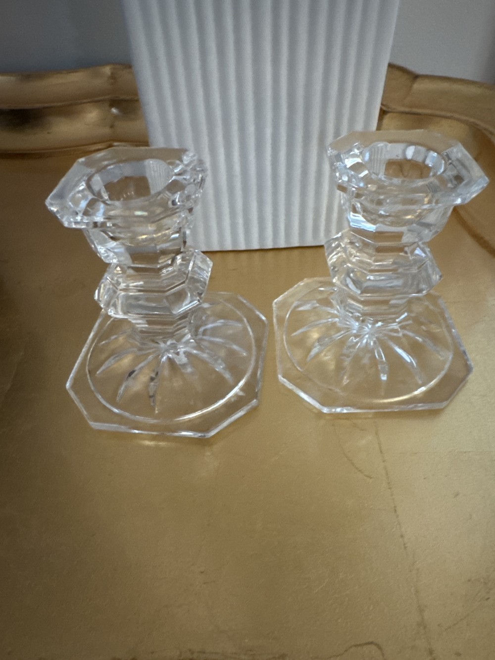 PAIR MIKASA LEAD CRYSTAL CANDLE HOLDERS