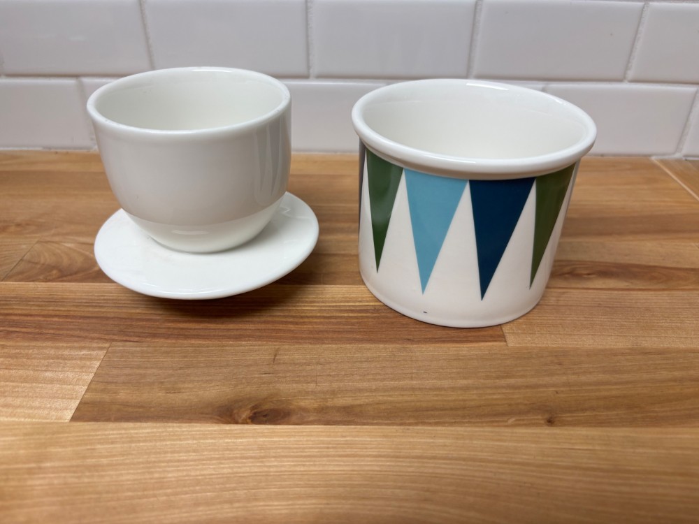 Butter Crock Sweeese Ceramic French Butter Keeper Blue Green Geometric Countertop