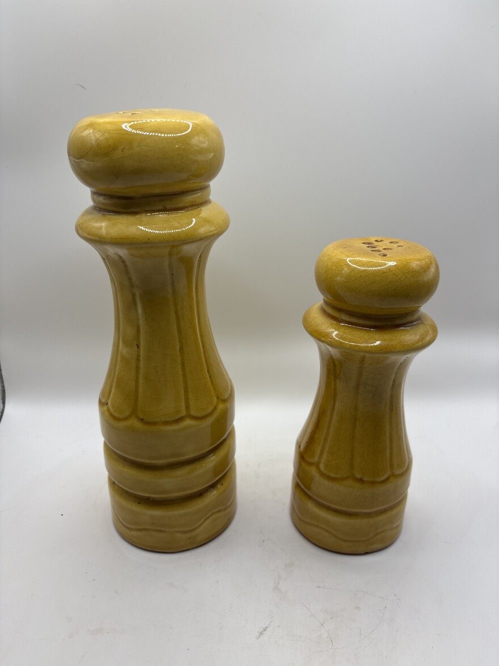 Apco Yellow Tall Salt and Pepper Shakers As-is