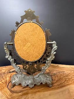 Ornate Miniature Brass Swinging Mirror