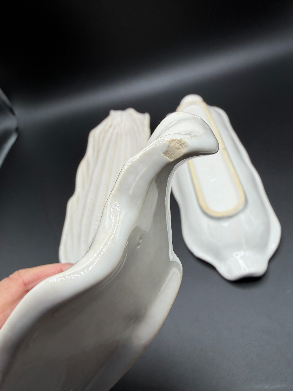 Vintage White Stoneware Corn on the Cob Dishes – Set of 4 Embossed Japan Ceramic Serveware Trays