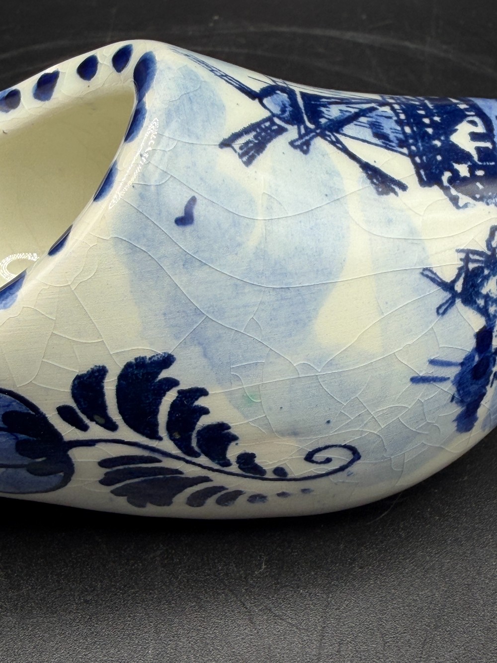 Delft Blue Hand-Painted Ceramic Dutch Clog Shoe Ashtray