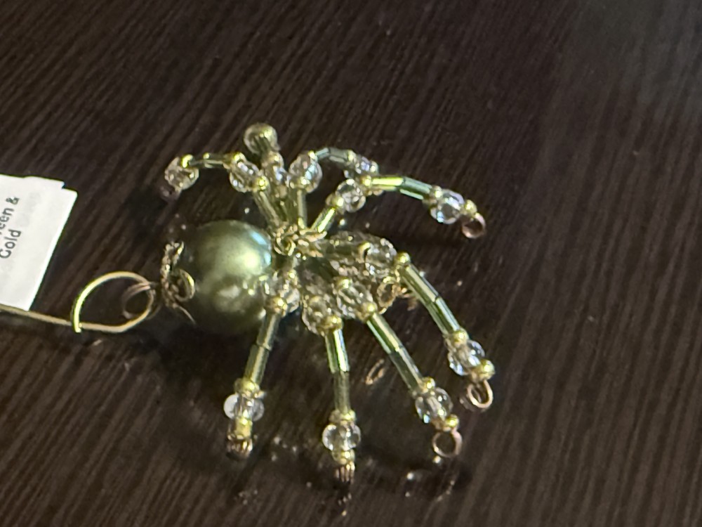 Ornament Spider Green & Gold