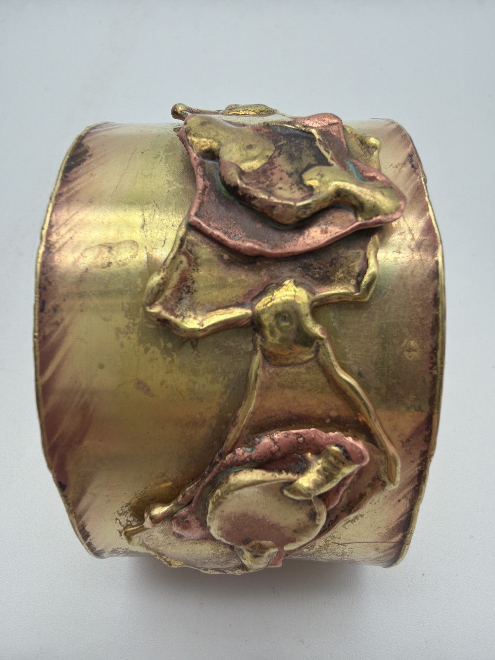 Vtg Brutalist Brass & Copper Cuff