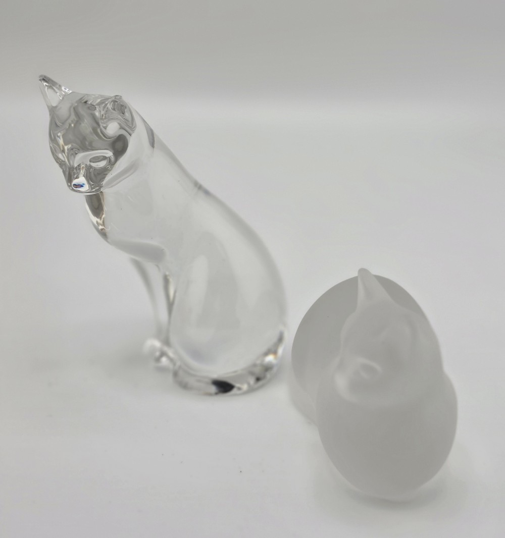 VTG 1993 Lenox Crystal Cat Frosted and Clear Set