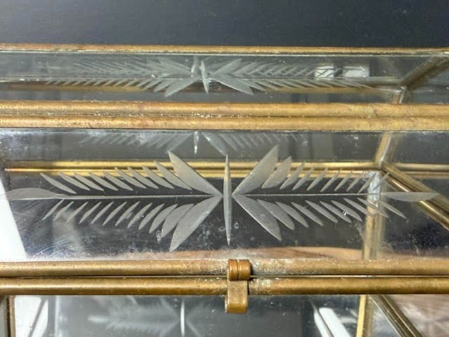 Leaded Glass Trinket Box Clear Etched Glass
