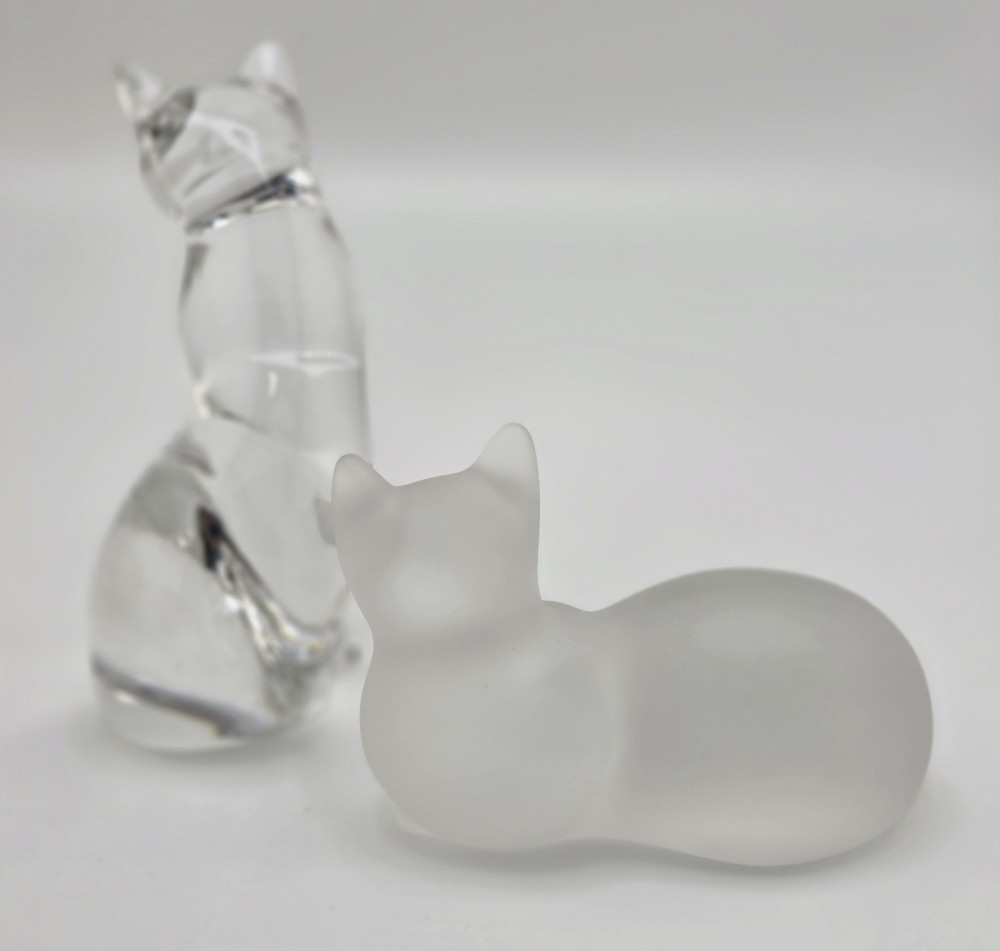 VTG 1993 Lenox Crystal Cat Frosted and Clear Set