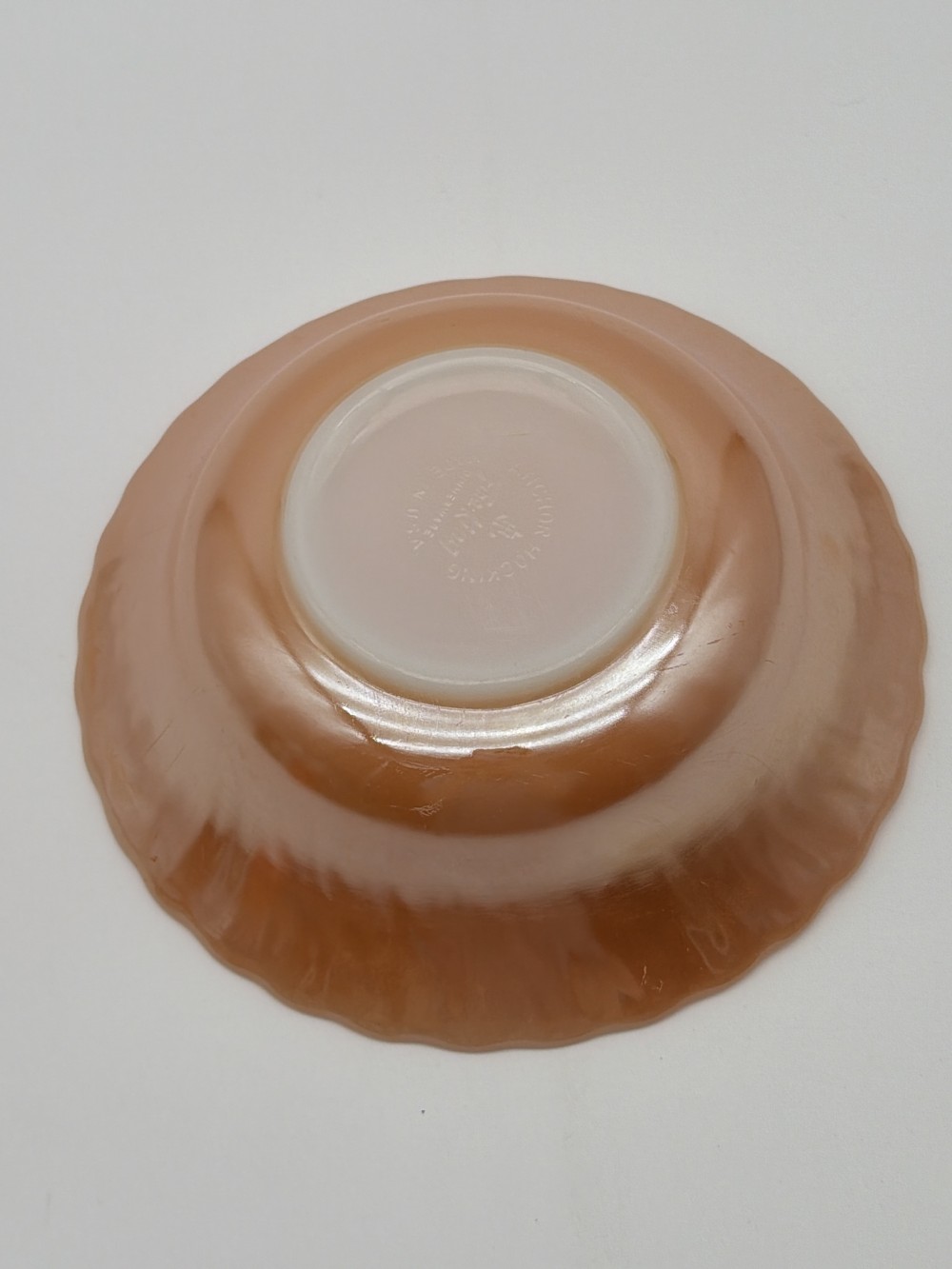 Vtg Fire-King Peach Lustre Shell Bowl
