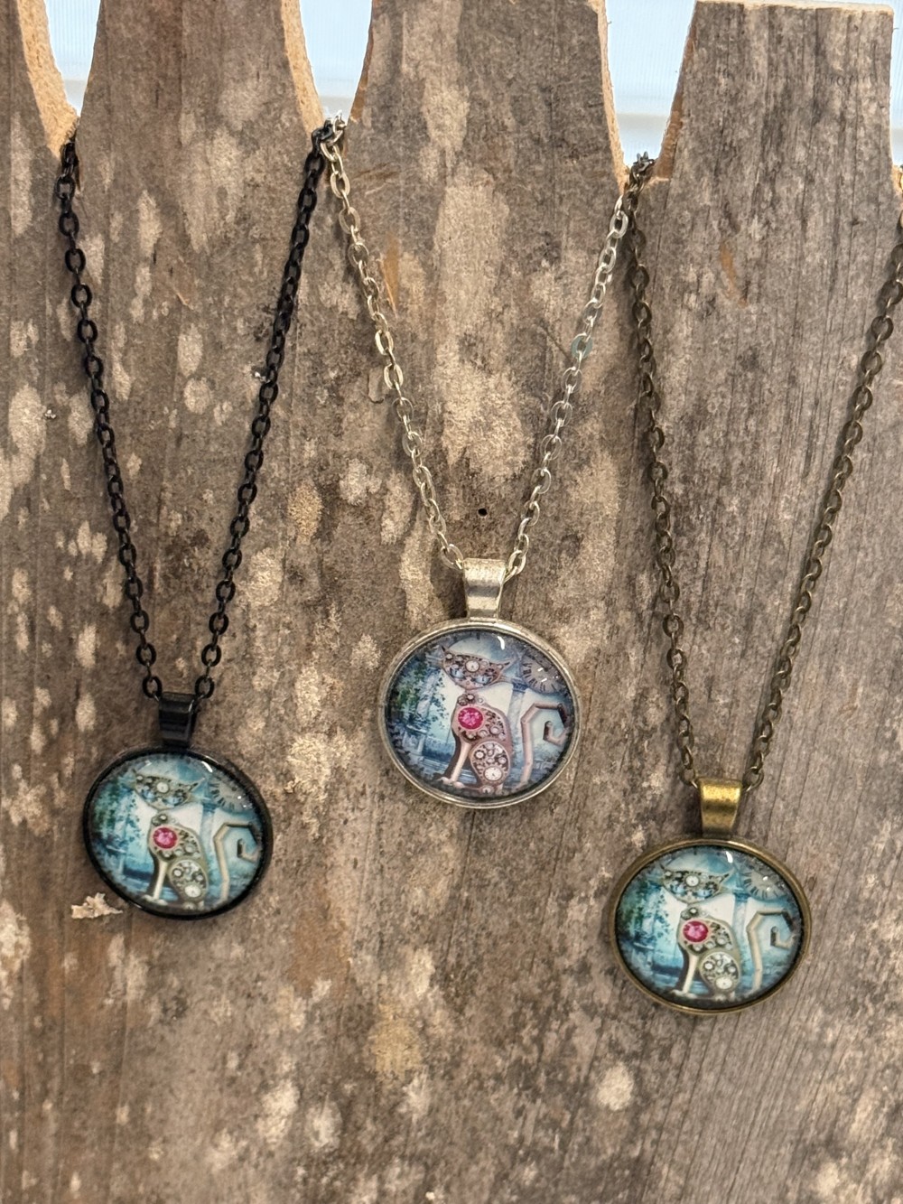 Necklace Steam Punk Cats Pendant on Chain