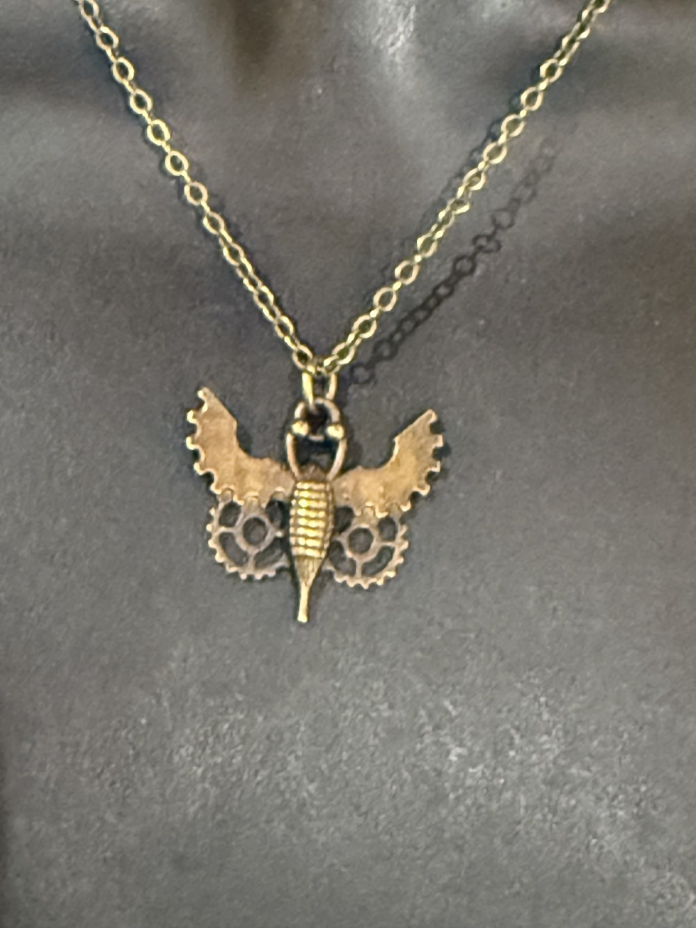 Pendant Necklace - Steampunk Insect in Bronze, Fly