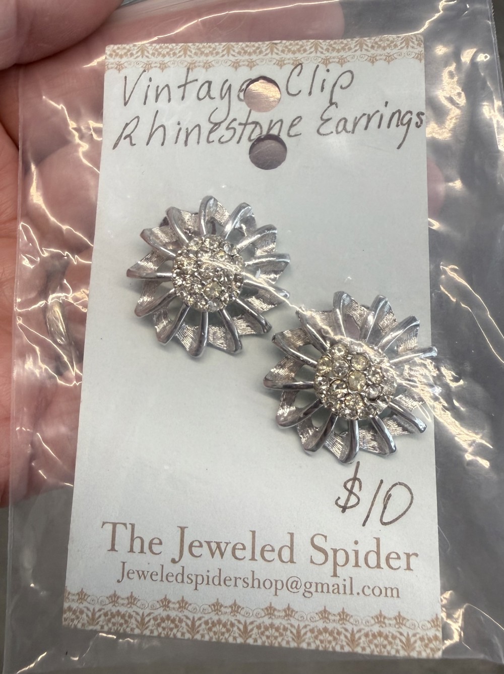 Vintage Clip On Rhinestone Earrings