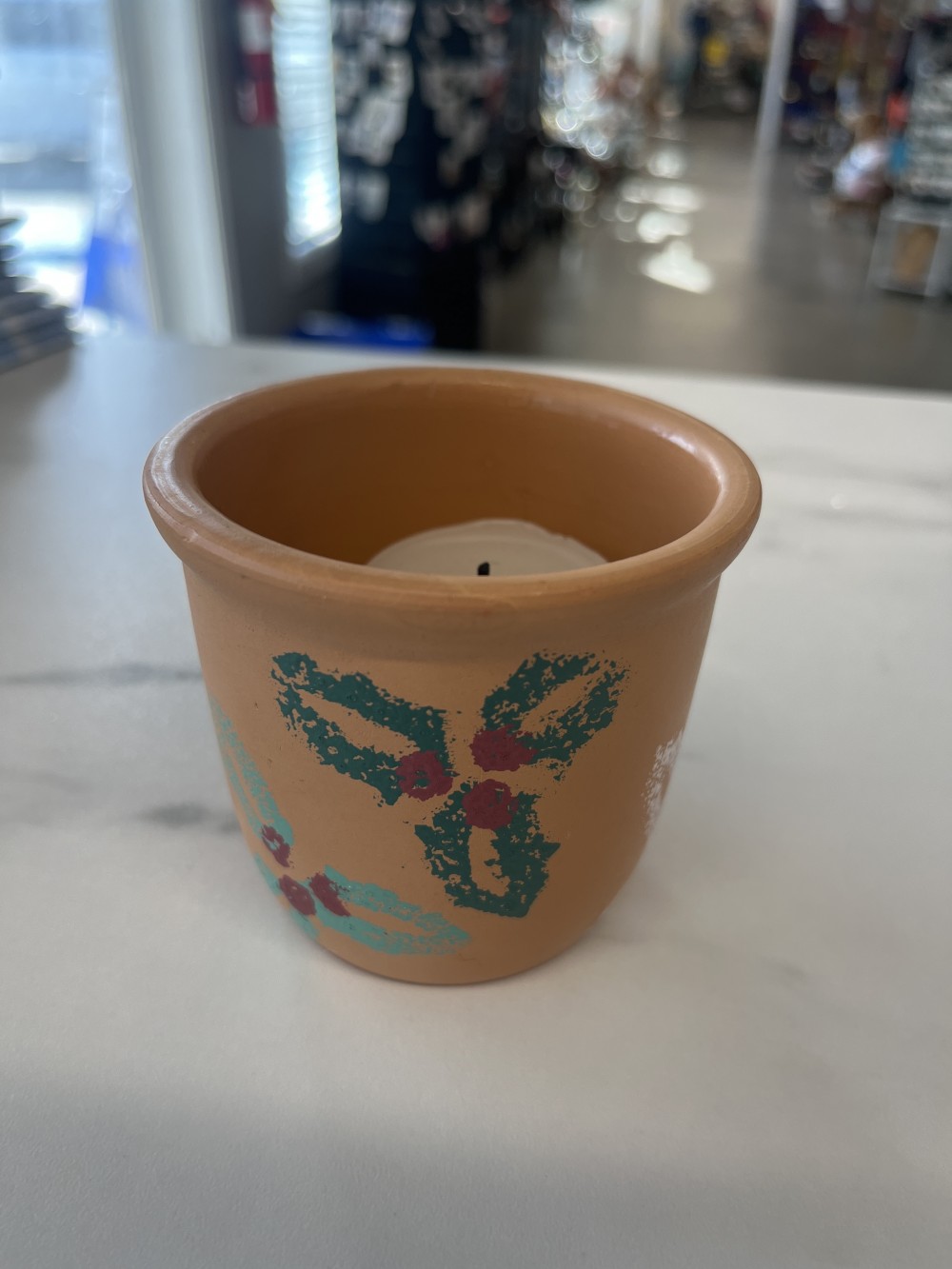 Clay holly votive