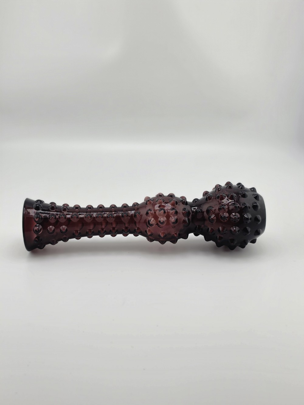 VTG 1960s 11 in Amethyst Hobnail Dbl Ball Vase