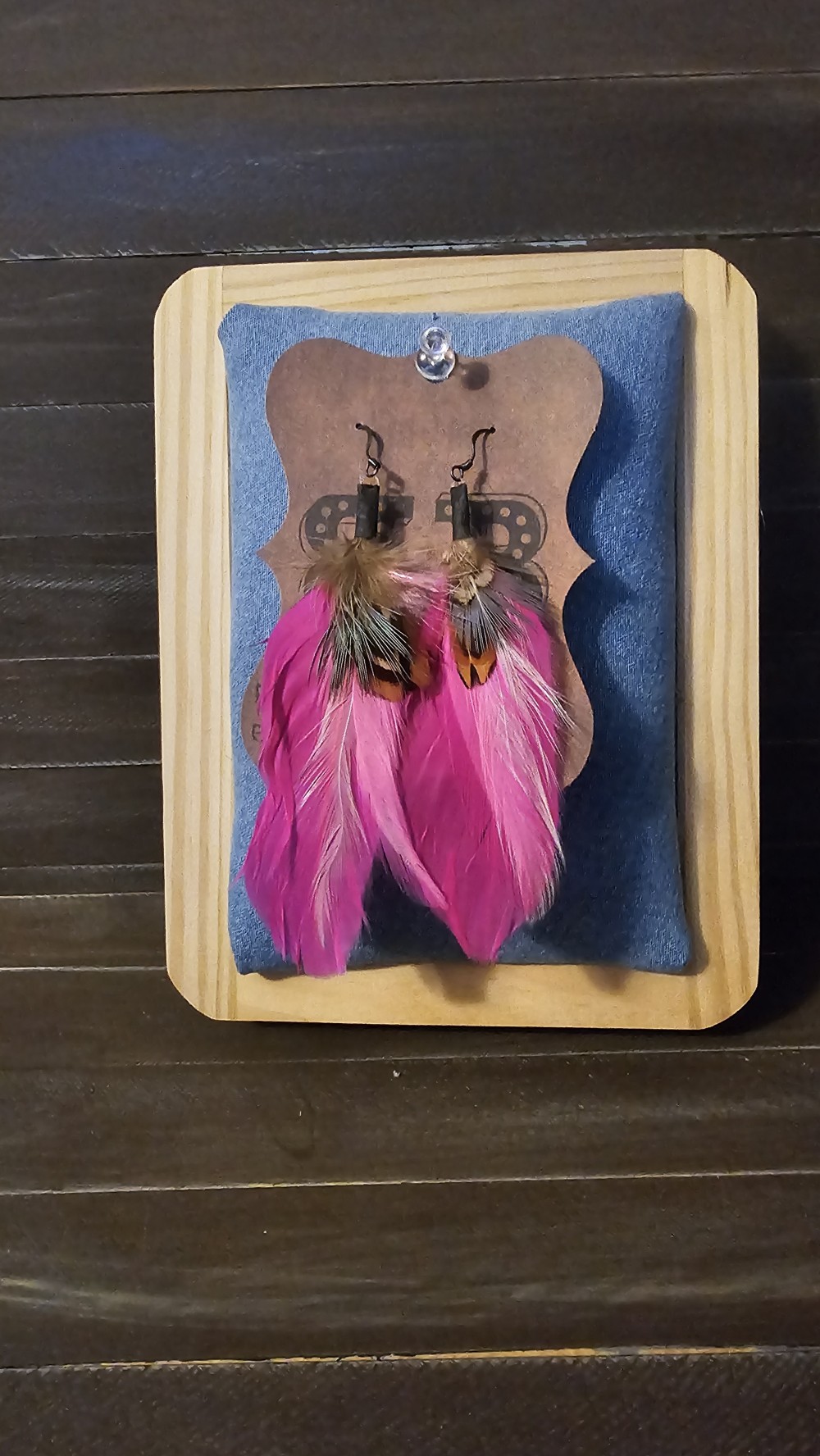 Pink feather earrings