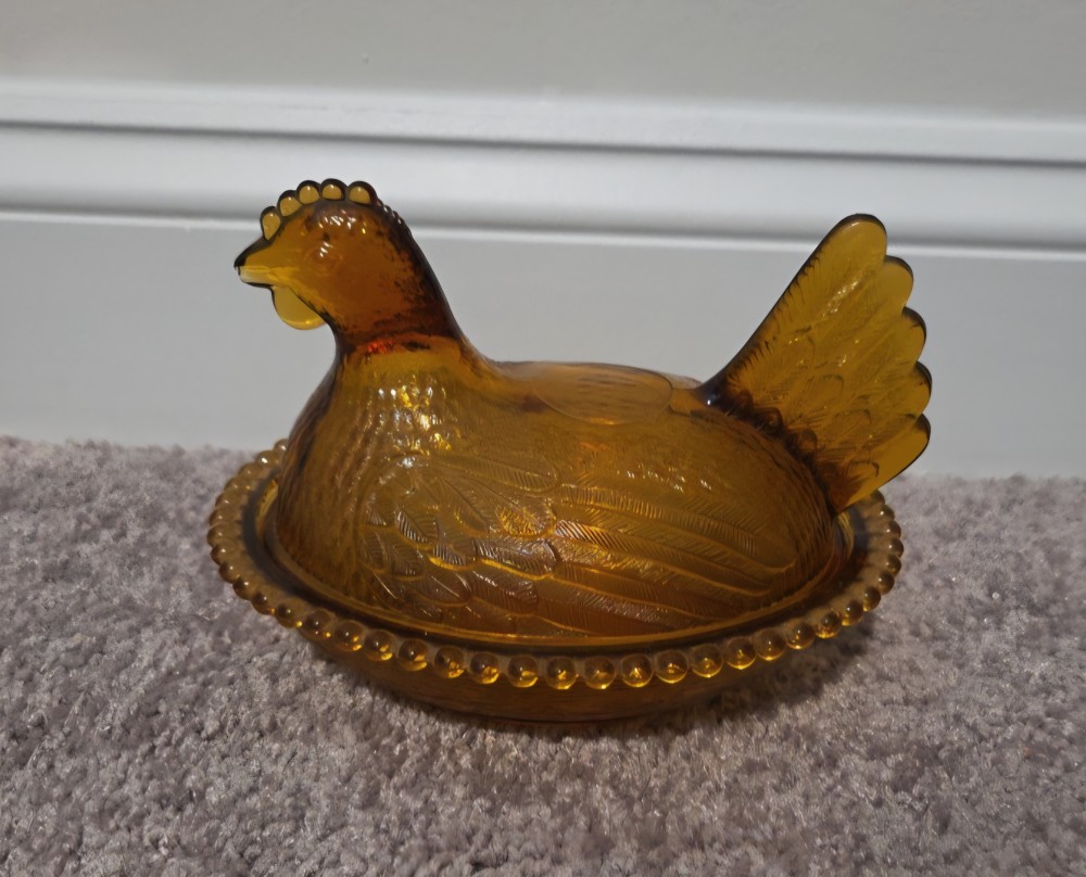 Vintage MCM Indiana Glass Hen
