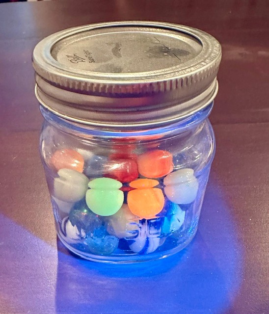 Vtg Glass Marbles in Jar 40 ct
