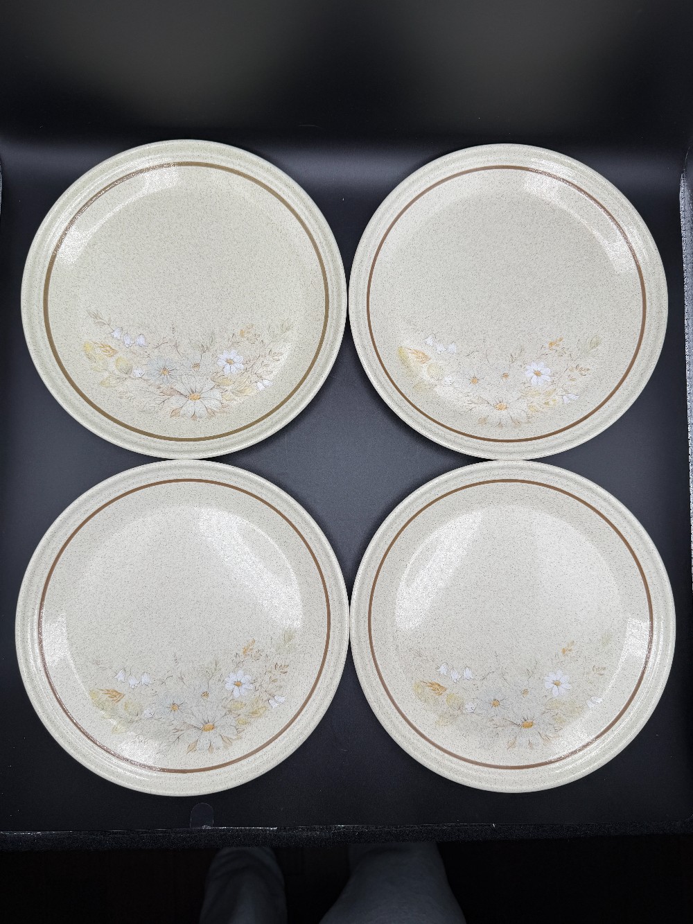 Royal Doulton Lambethware Florinda Plates - Set of 4 Retro Stoneware LS1042 Made in England Vintage