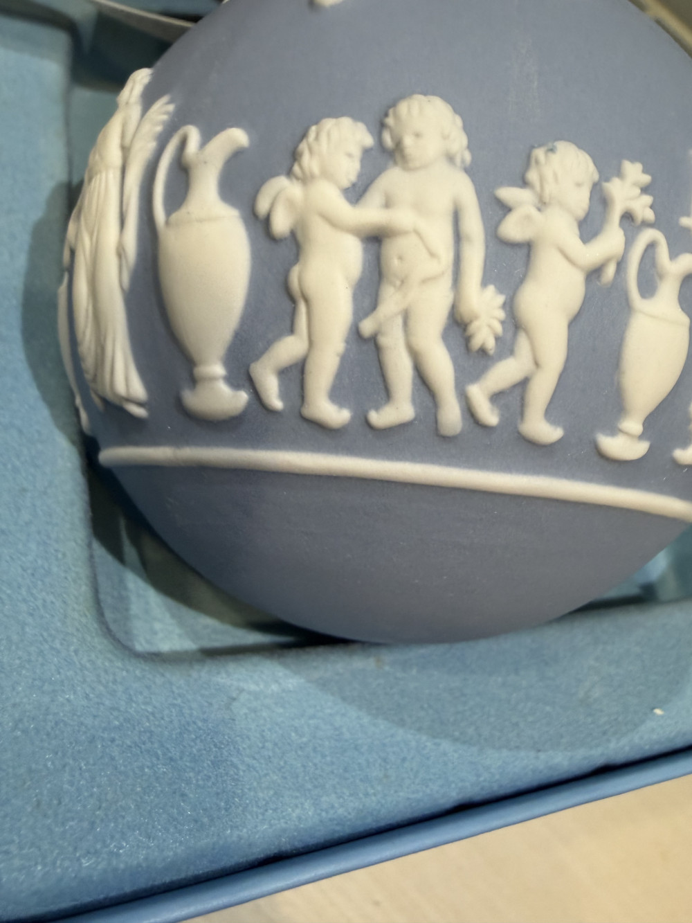 VTG Wedgwood Blue Jasperware Christmas Ornament