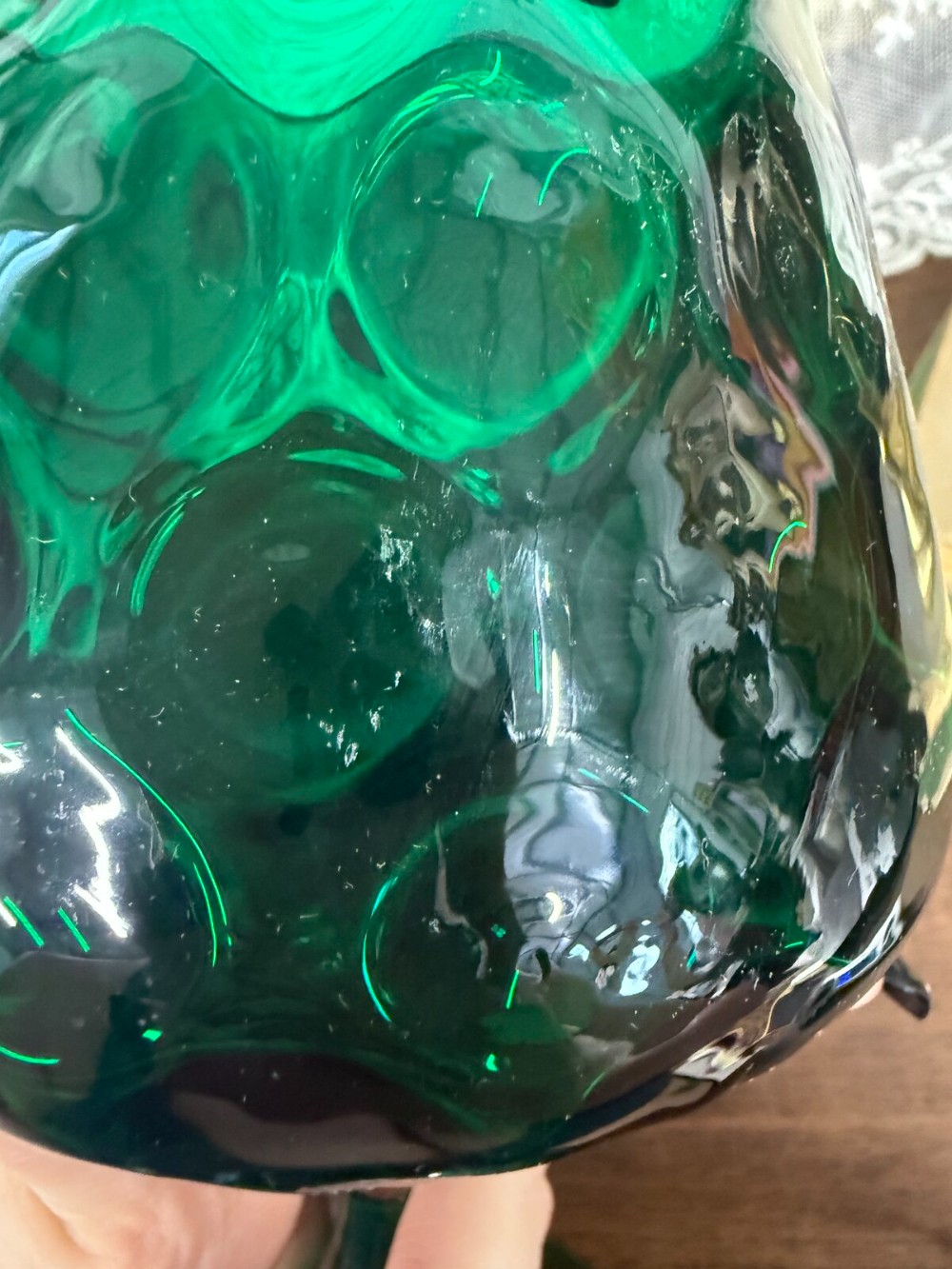 Emerald Green Optic Glass Brandy Snifter Vase