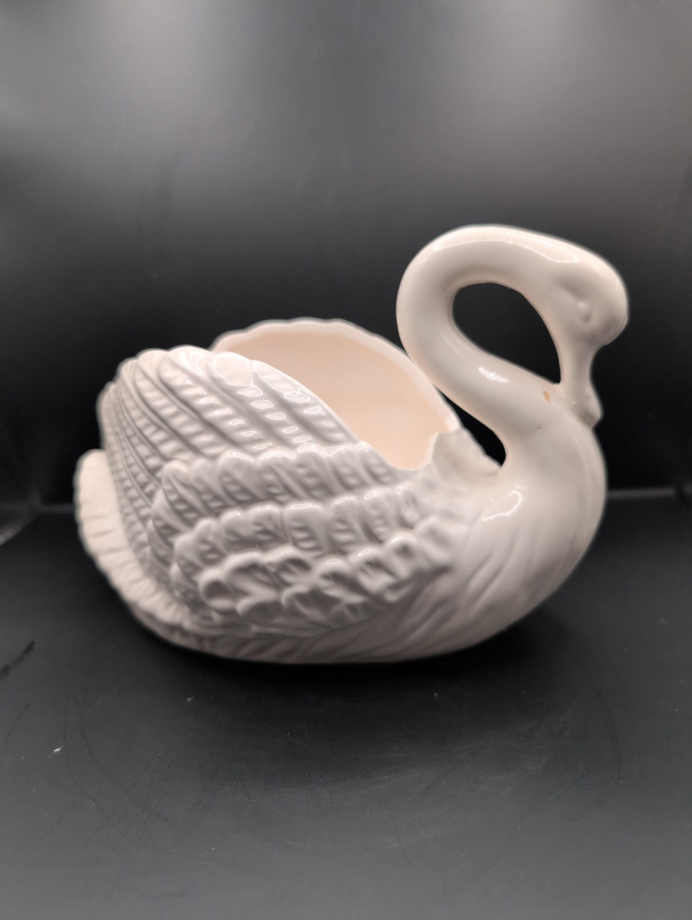 Ceramic swan planter, as is