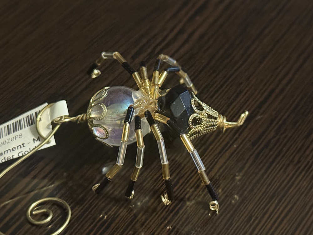 Ornament - Spider Black Clear Gold