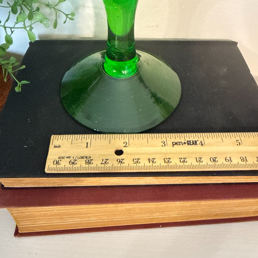 Vintage Empoli Green Diamond Optic Footed Vase
