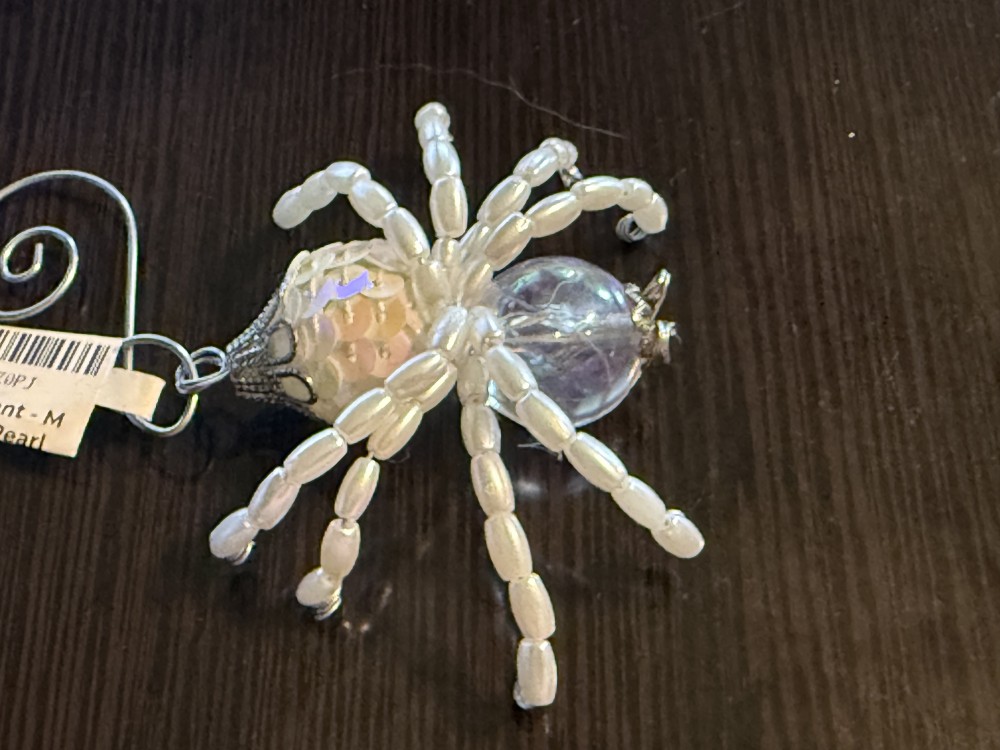 Ornament - Spider Sequin Clear Pearl