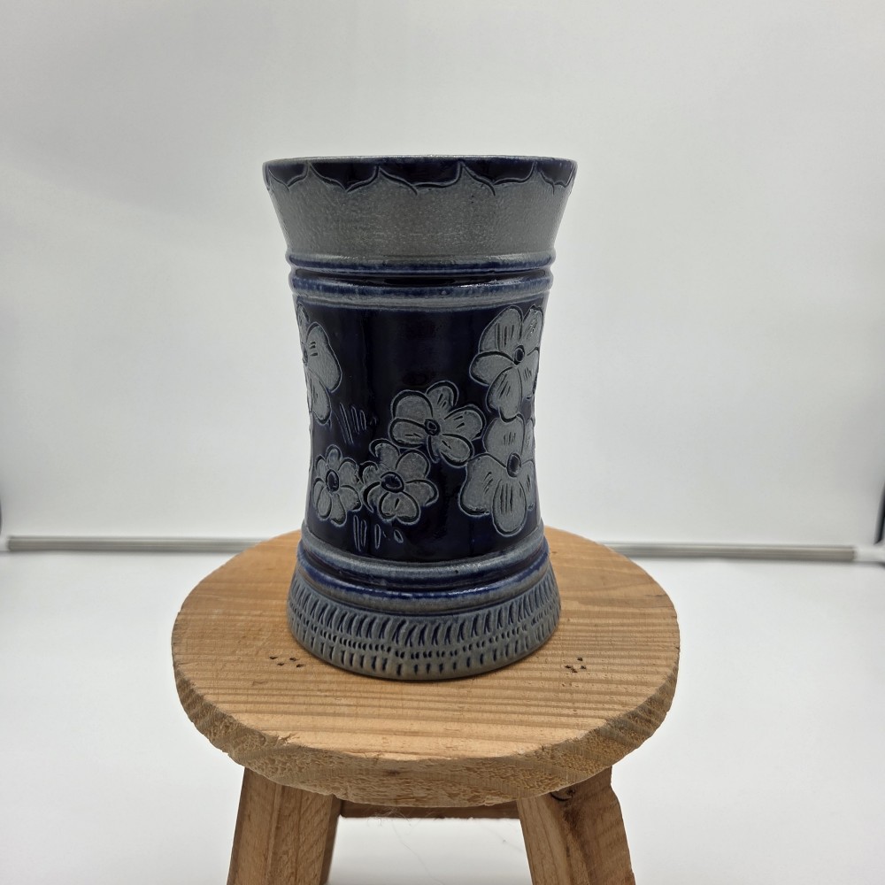 Antique Hubert Krumeich-Remmy Betschdorf Salt-Glazed Stoneware Floral Vase c. 1910s
