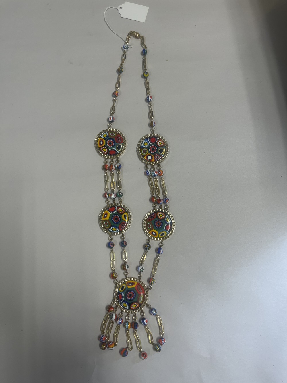 Vtg Italian millefiori glass mosaic necklace