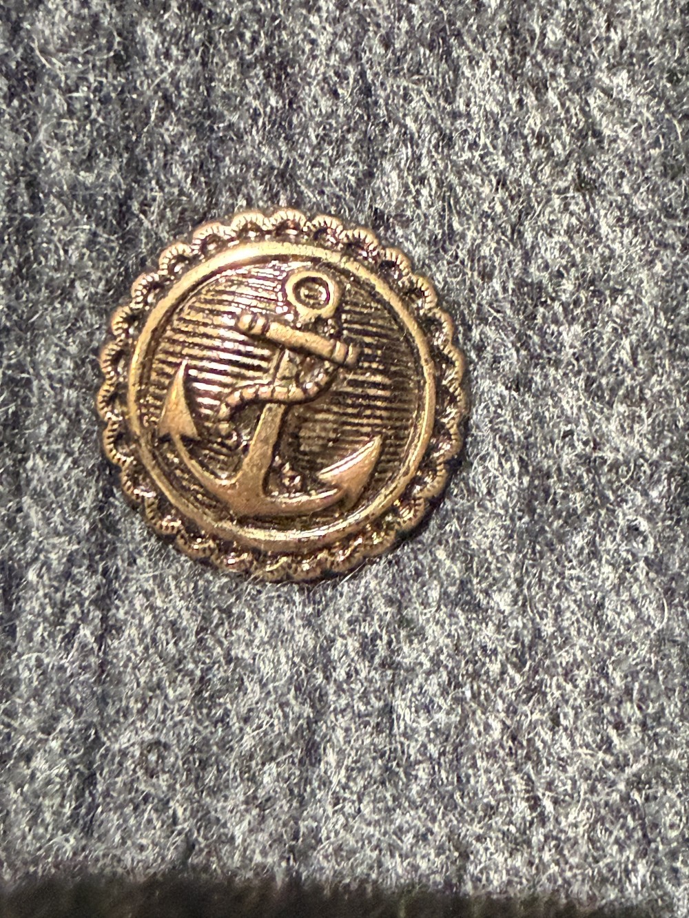 Hat Pin / Scarf Pin - Vintage Anchor Button, Lapel Pin, Hat Pins,