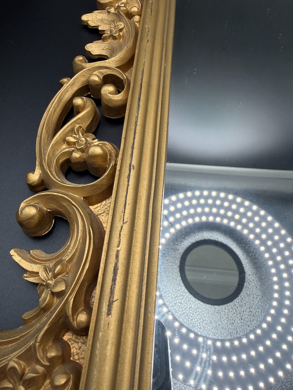 Vintage 1988 Homco Gold Ornate Wall Mirror - Hollywood Regency Baroque Shell Scroll Mirror #2151