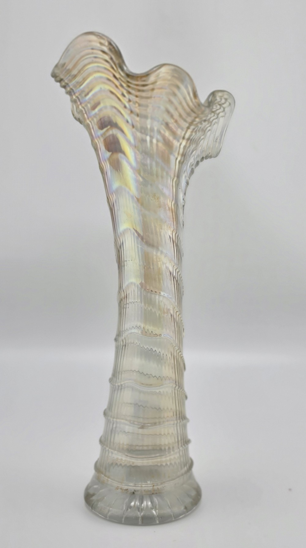 Antique 1920s Imperial Glass Ripple Swung Vase Marigold