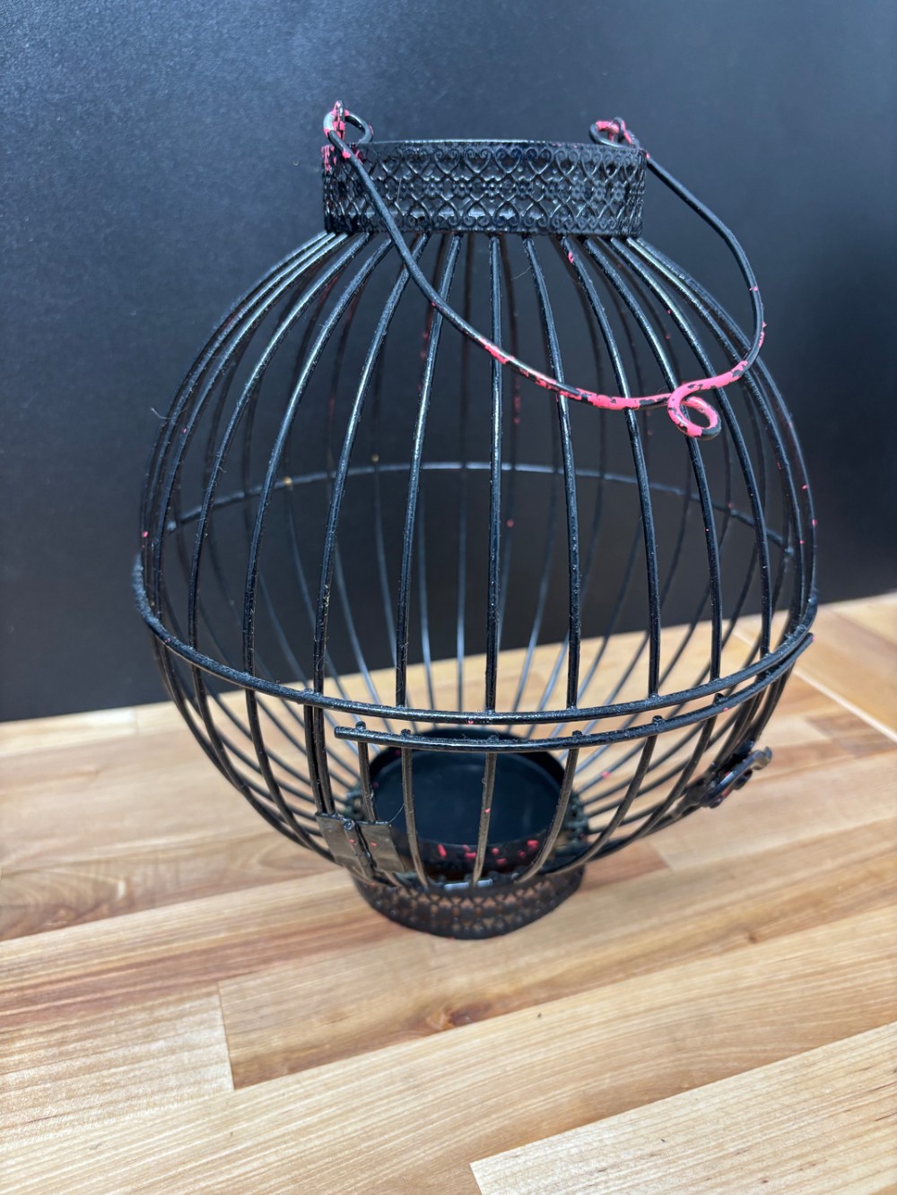 Black Metal Birdcage Candle Lantern Votive Holder Hanging Tabletop Decor
