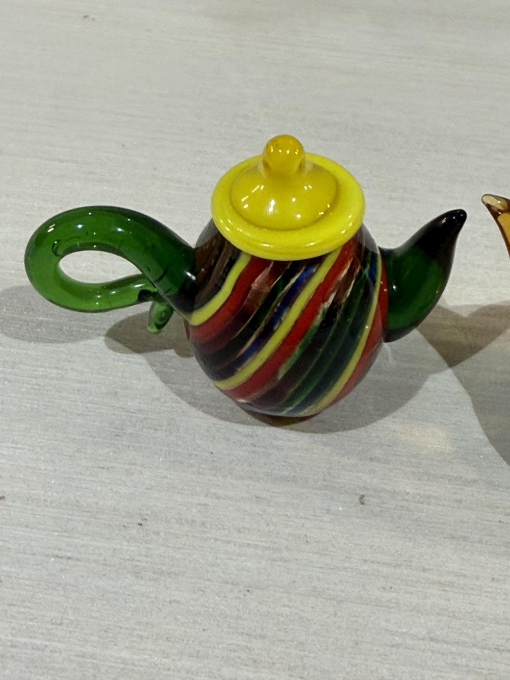 VTG Miniature Lenox Art Glass Teapot Pair