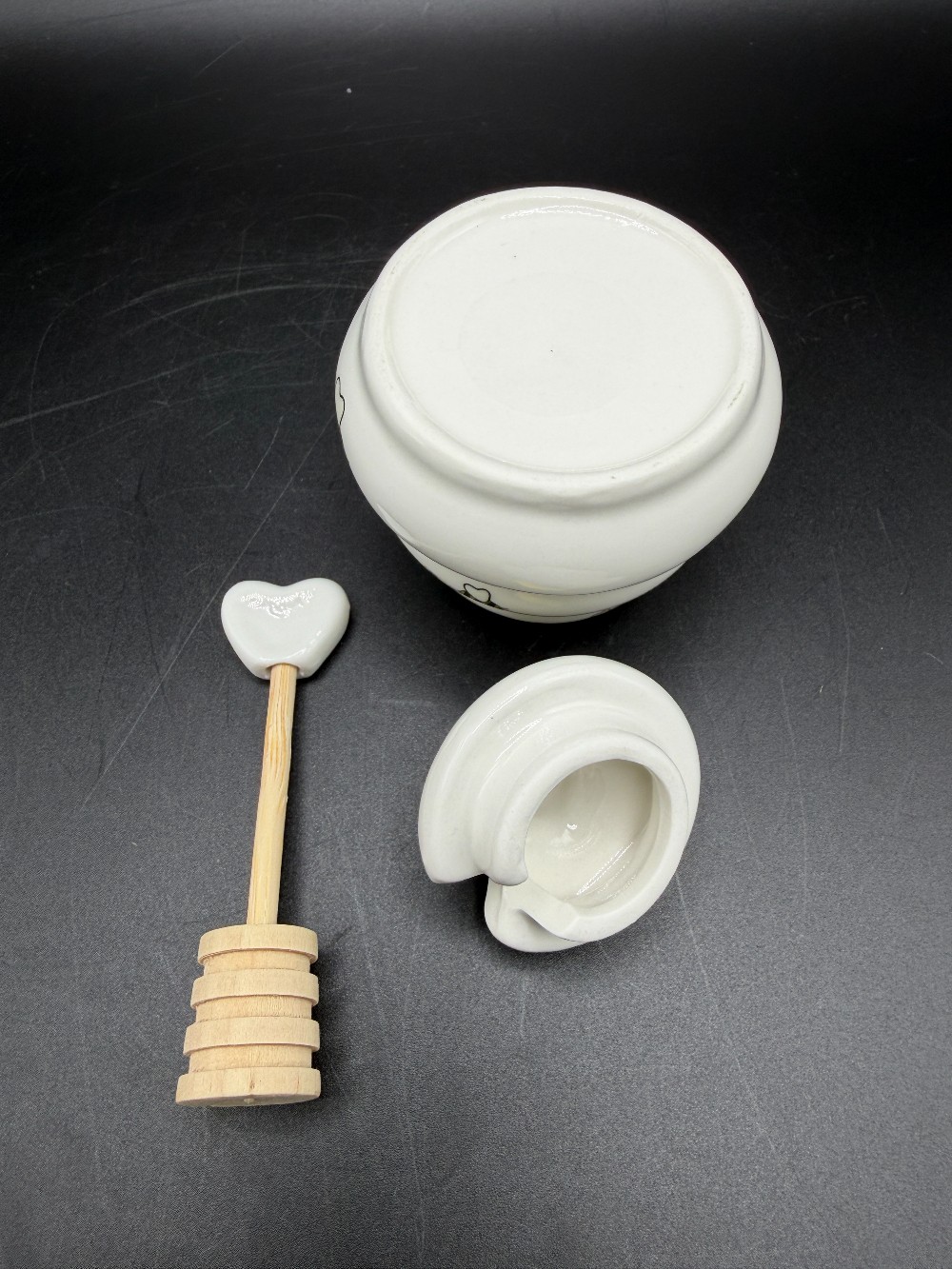 Sweet As Can Bee Ceramic Beehive Honey Pot & Wooden Dippe