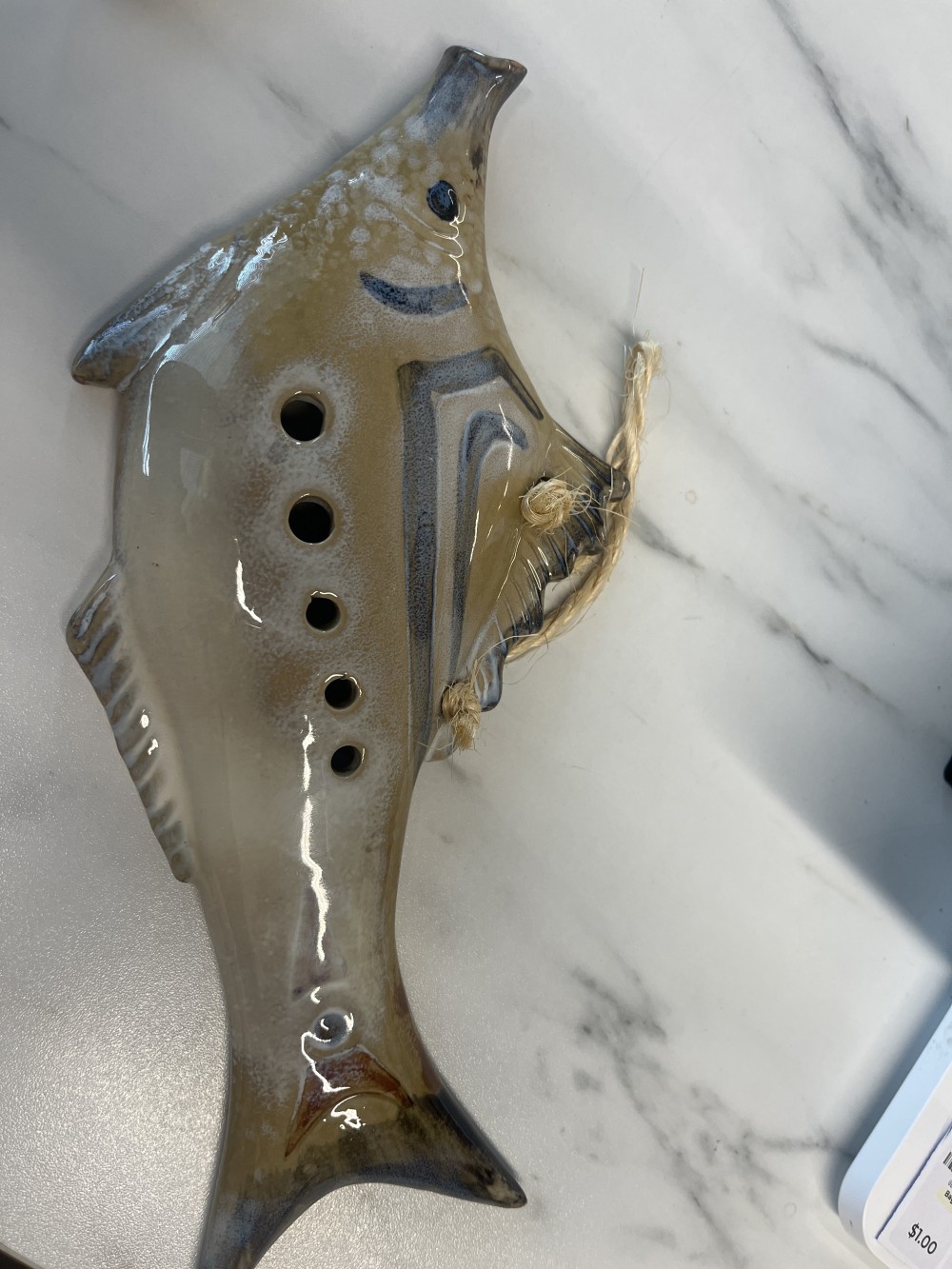 Drip glaze pottery fish with holes