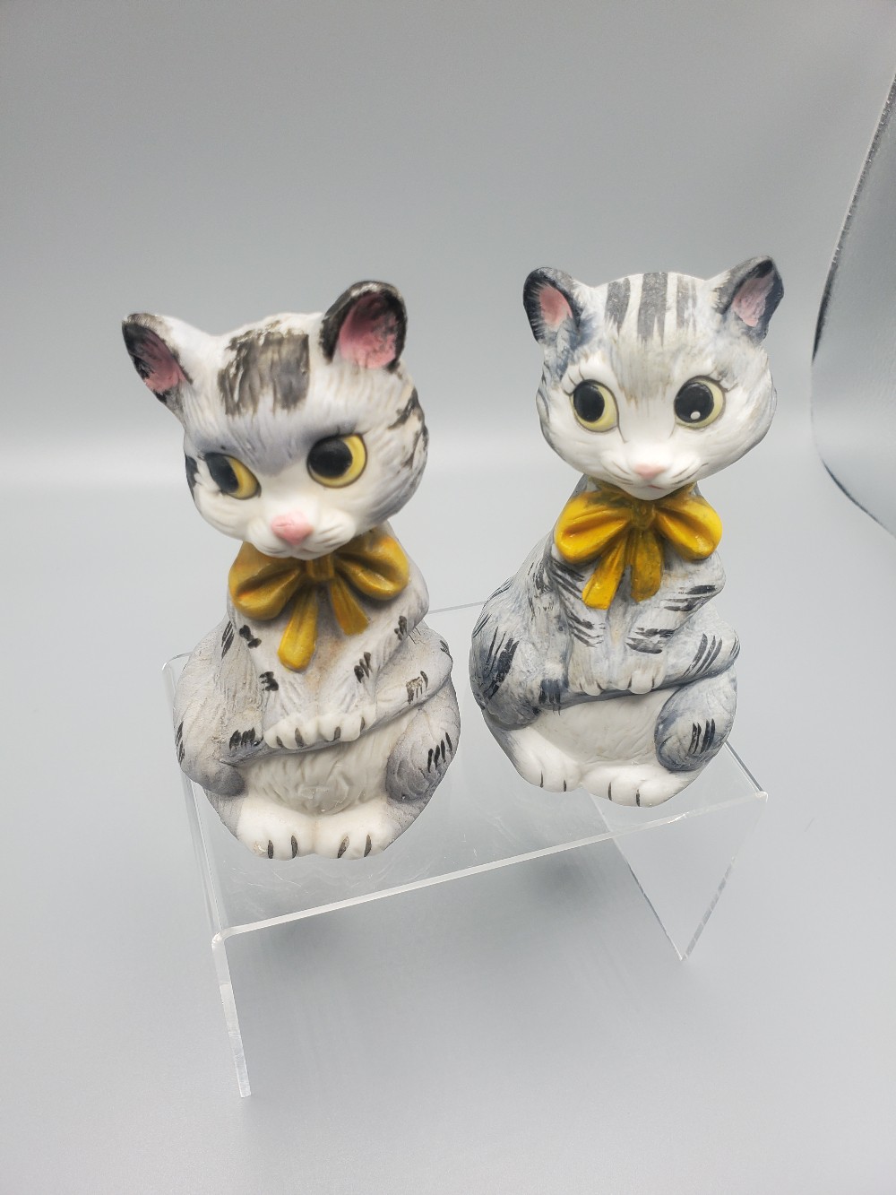Vintage Ceramic Cat Bell Figurines Pair