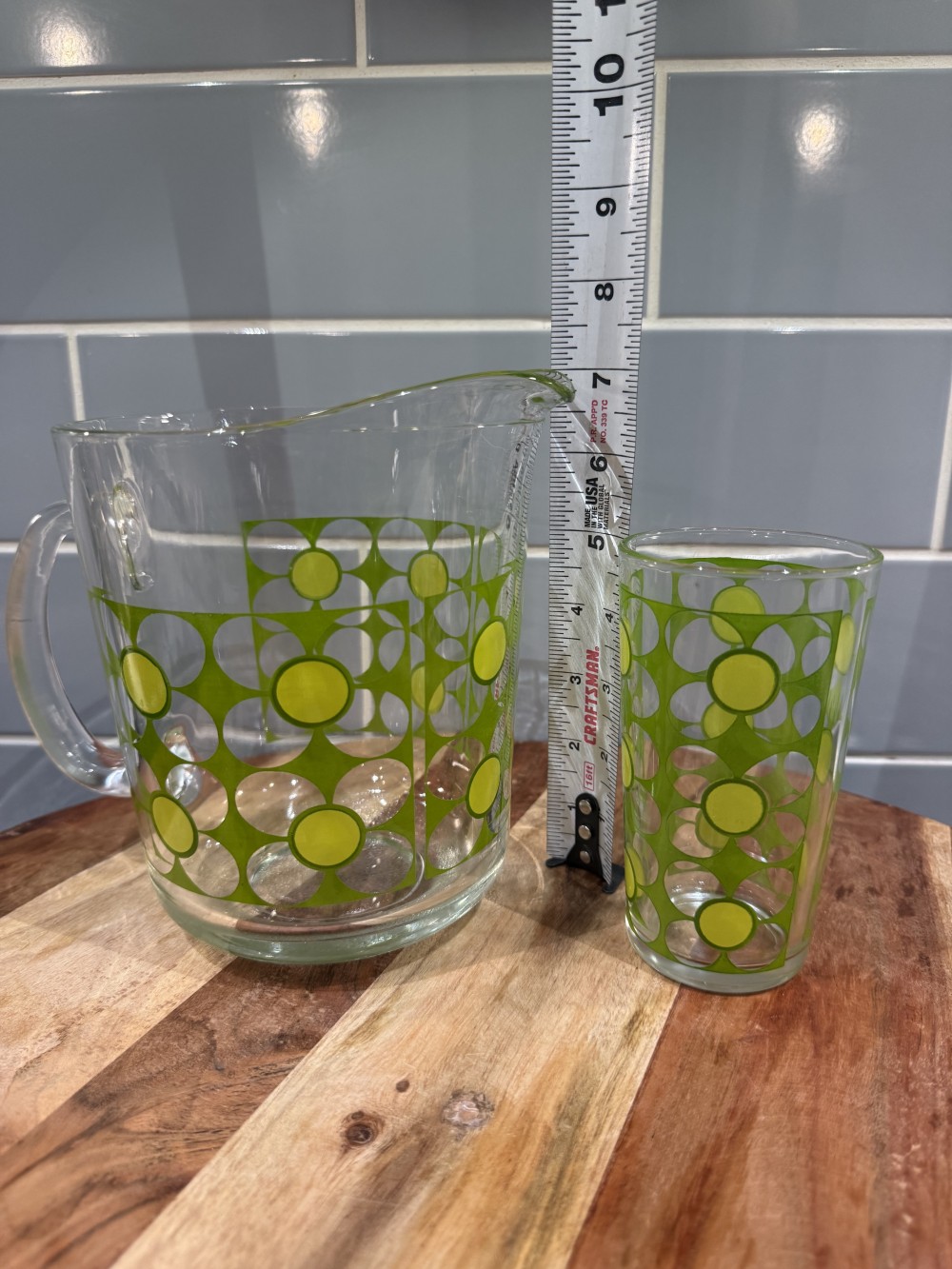 Vintage 1970s Pop-Art Pitcher & Glass Set
