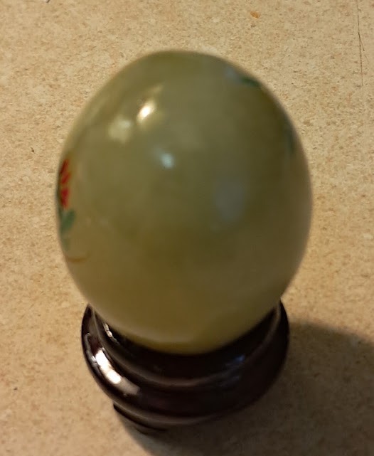 Chinese Carved Alabaster/Marble Display Eggs (2)