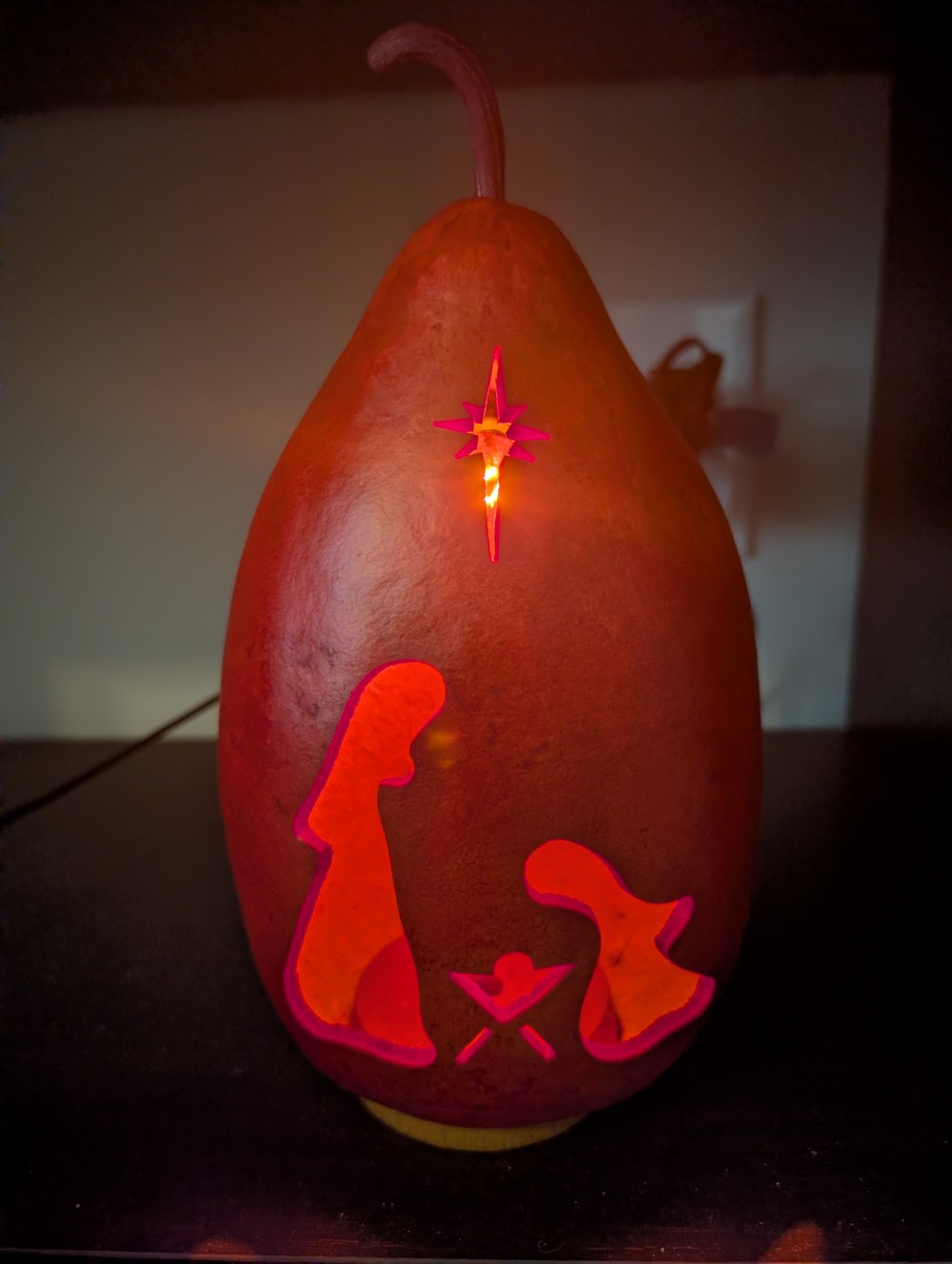 Handmade nativity gourd light