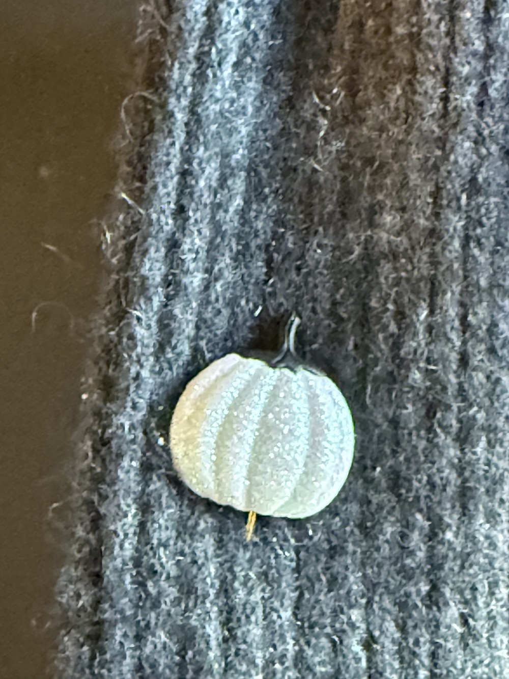 Hat Pin, Scarf Pin - White Pumpkin in Glitter,  Lapel Pin, Autumn, Fall, Thanksgiving